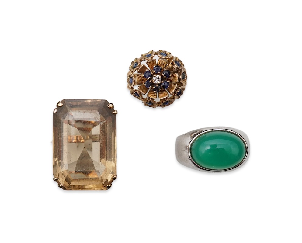 Three gem-set dress rings